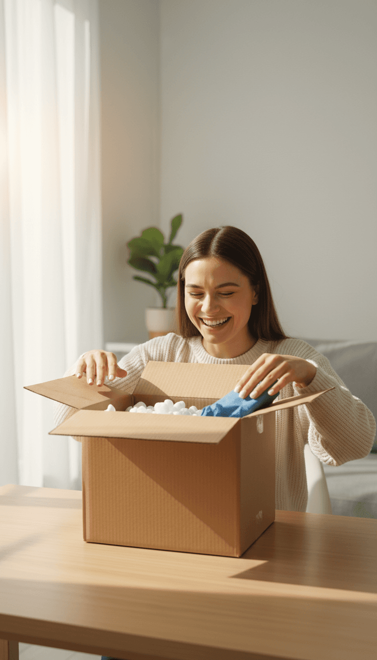 Customer receiving delivery package