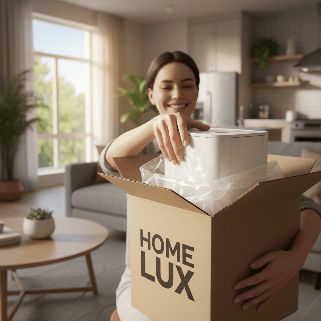 Customer happily opening a package from Hafizfroppshipping