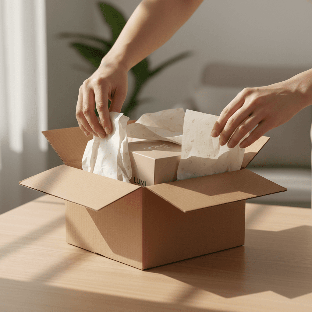 Customer unboxing quality product shipment